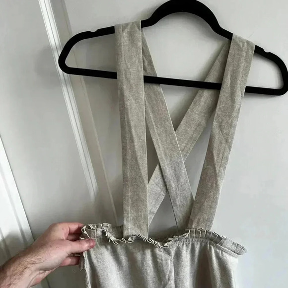 Adriana Degreas Linen Blend Cross Back Overall Dress Size Medium - Picture 3 of 6